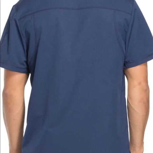 Men's Dickies Dynamix V-Neck Scrub Top with Zipper Pocket, Navy Blue - Picture 12 of 14